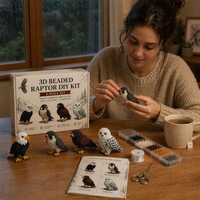 Beaded Animal DIY Kit, 3D Tiny Animal Bead Craft Kit, Cute Spider Octopus Orangutan Bird Bead Art Kit for Beginners Adults Family Craft Project Home
