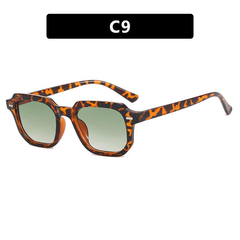 

Жіночі сонцезахисні окуляри, квадратні нові модні, прості та персоналізовані чоловічі сонцезахисні окуляри, маленька оправа з рисовими цвяхами