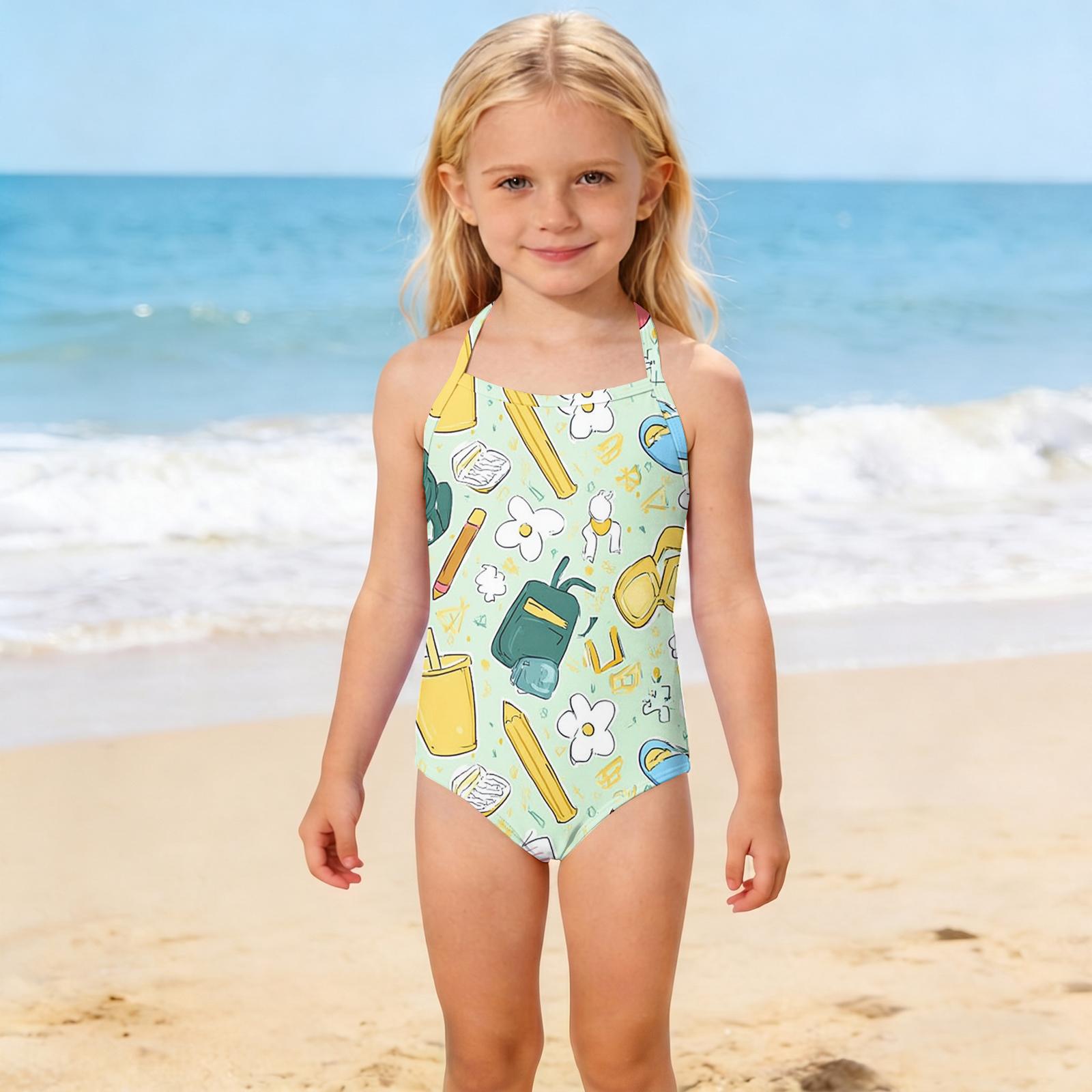 Девичий Бикини Комплект - Подростковый Купальник Раздельный Купальник Подростковый Купальник Для Девочек 120 зелёный