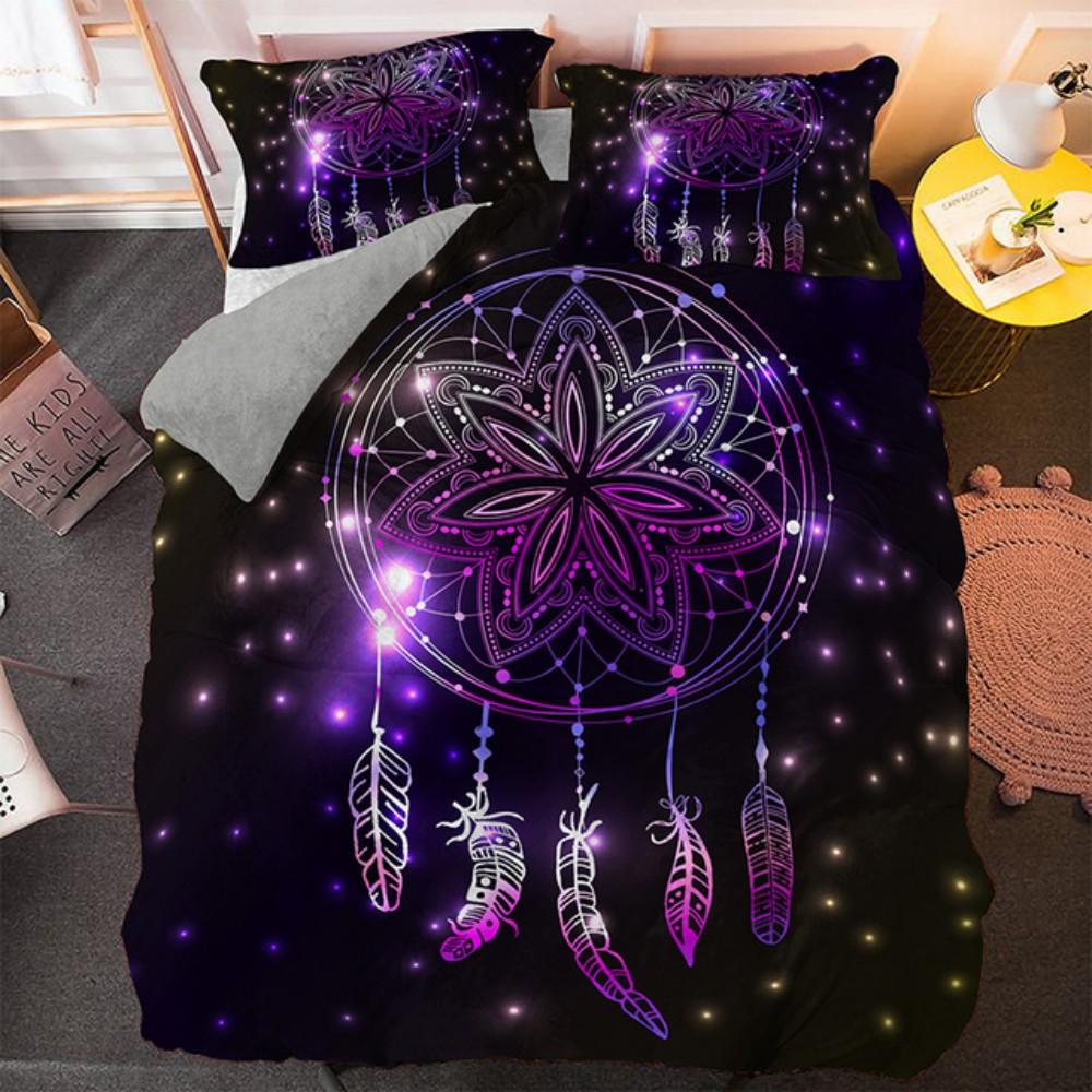 Bohemian Dream Bedding Set King Queen Size Colorful Catcher Duvet Cover Set with Pillowcase Polyester Bed Linen for Teens Girls