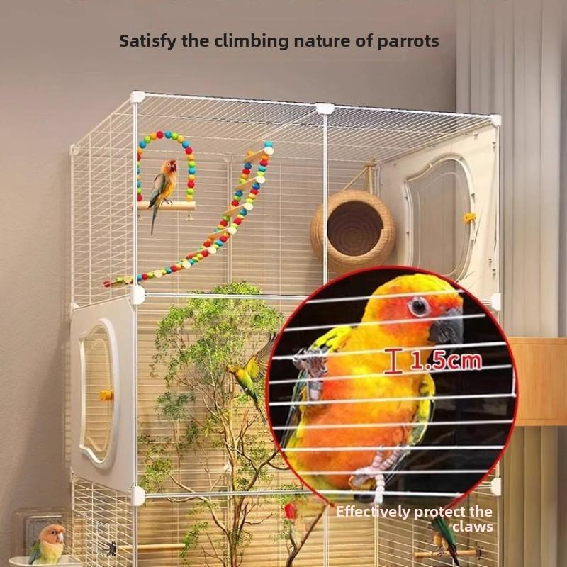 Grande Gabbia Villa per Pappagalli Lusso Design Anti-Schizzo per Cocorite e Calopsitte Spazioso Habitat di Riproduzione per Inseparabili
