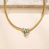 18K Gold-Plated Love Heart Rhombus Diamond Necklace - European Style Stainless Steel Clavicle Chain