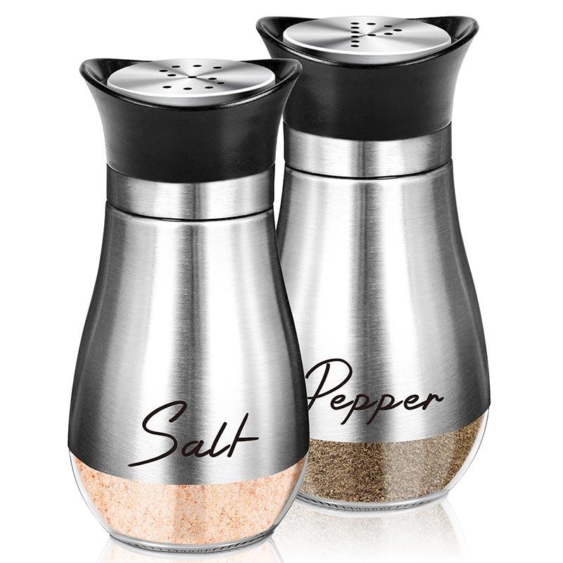 Gewürzflasche aus Edelstahl für die Küche, Salz- und Pfeffermühle aus Glas, Salzmessglas, Haushalts- und Grill-Sprühflasche
