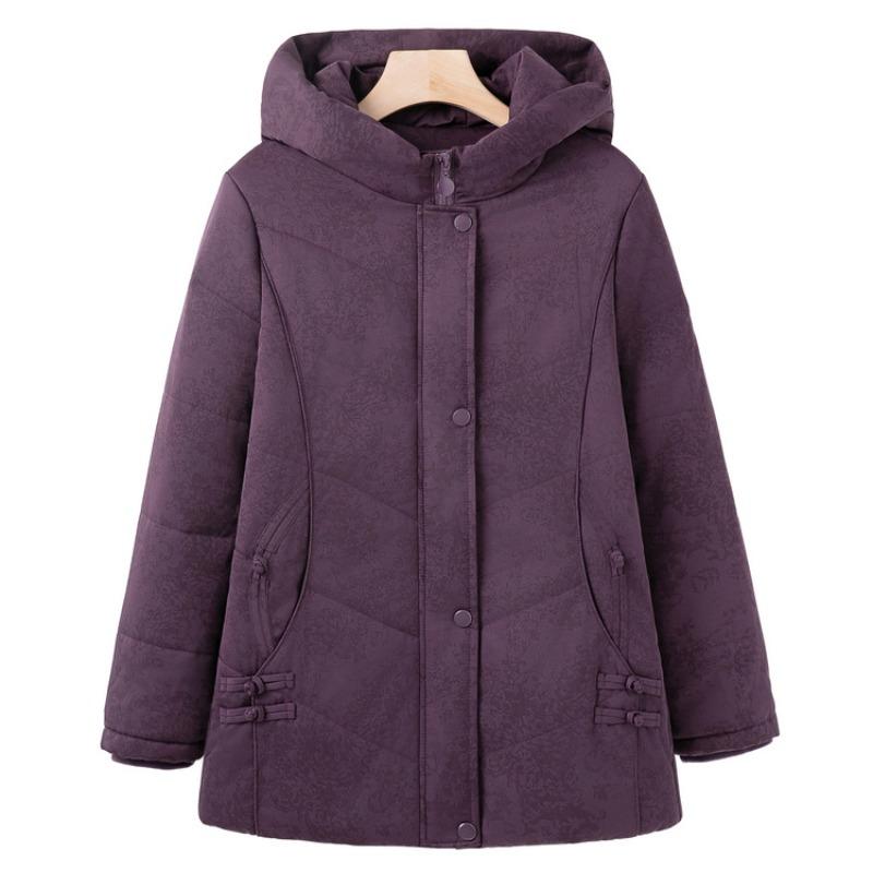 Middle Elderly Women's Hooded Mom Warm Padded Jacket Grandma Winter Padded Jacket Elderly Padded Jacket Thickened Jacket Top