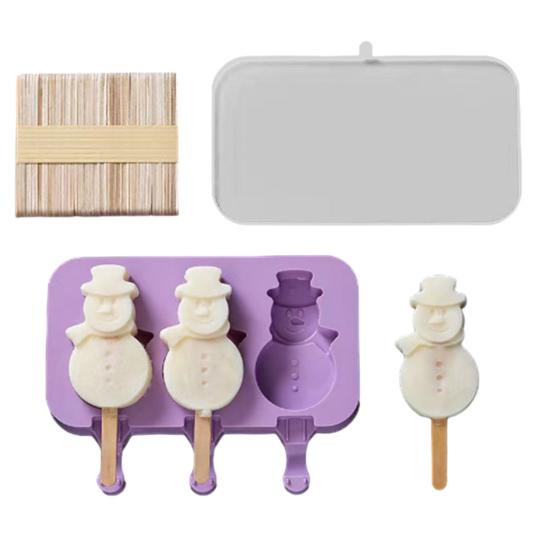 Kids Cartoon Shape Popsicle Molds Food-Grade Silicone Reusable Sticks Non-Stick Design Easy Release Ice Cream Mold