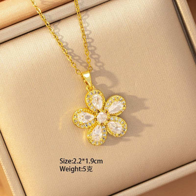 [Titanium Steel] Necklace Women's Copper Micro-inlaid Electroplating Advanced Sense Delicate Clavicle Chain Jewelry