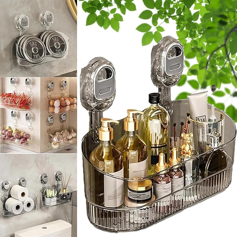 Firmstaunch Suction Cup Storage,Firmstaunch Wall Organizer,No Drill Bathroom Suction Storage Box Corrugated Suction Cup Storage Rack,Powerful Suction 01