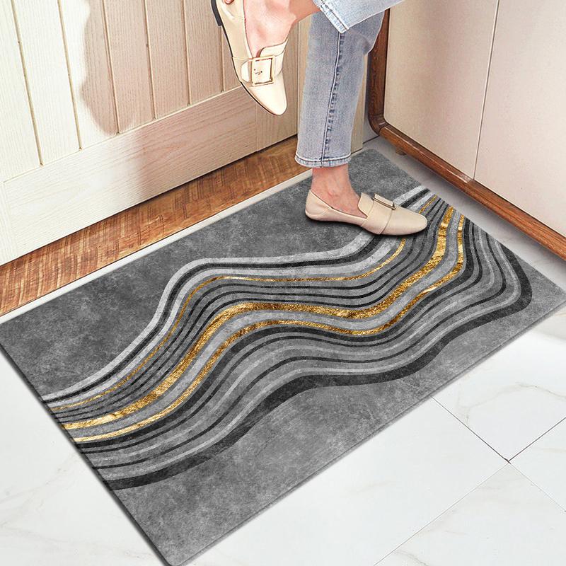 Šedá geometrická abstraktní houbová rohožka Protiskluzová latexová podložka Super absorpční pro vnitřní toaletu Koberček k posteli Podložka na podlahu