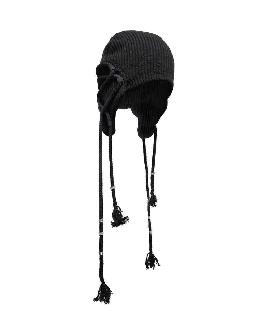 Jeongdo Earflap Drag Beanie . Black
