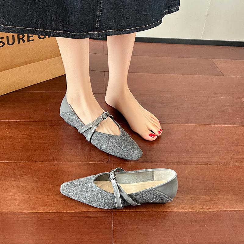 Suede square head thick heel Mary Jane shoes women's spring and autumn new low heel soft sole versatile commuter shoes