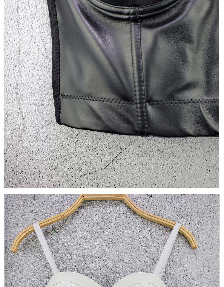 Sexy Leather Womens Vest Suspenders Solid Color Elastic Bra Wrap For Summer