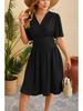2024 Spring/Summer Women's V-Neck Waist-Cinching Flared Sleeve Dress