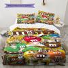M&M's Bettwäsche mit individuellem Namensmuster, Steppbett-Set, Bettbezug, Kissenbezug, Heim-Geburtstagsgeschenk(1 Bettbezug + 2 Kissenbezüge, ohne Füllung)