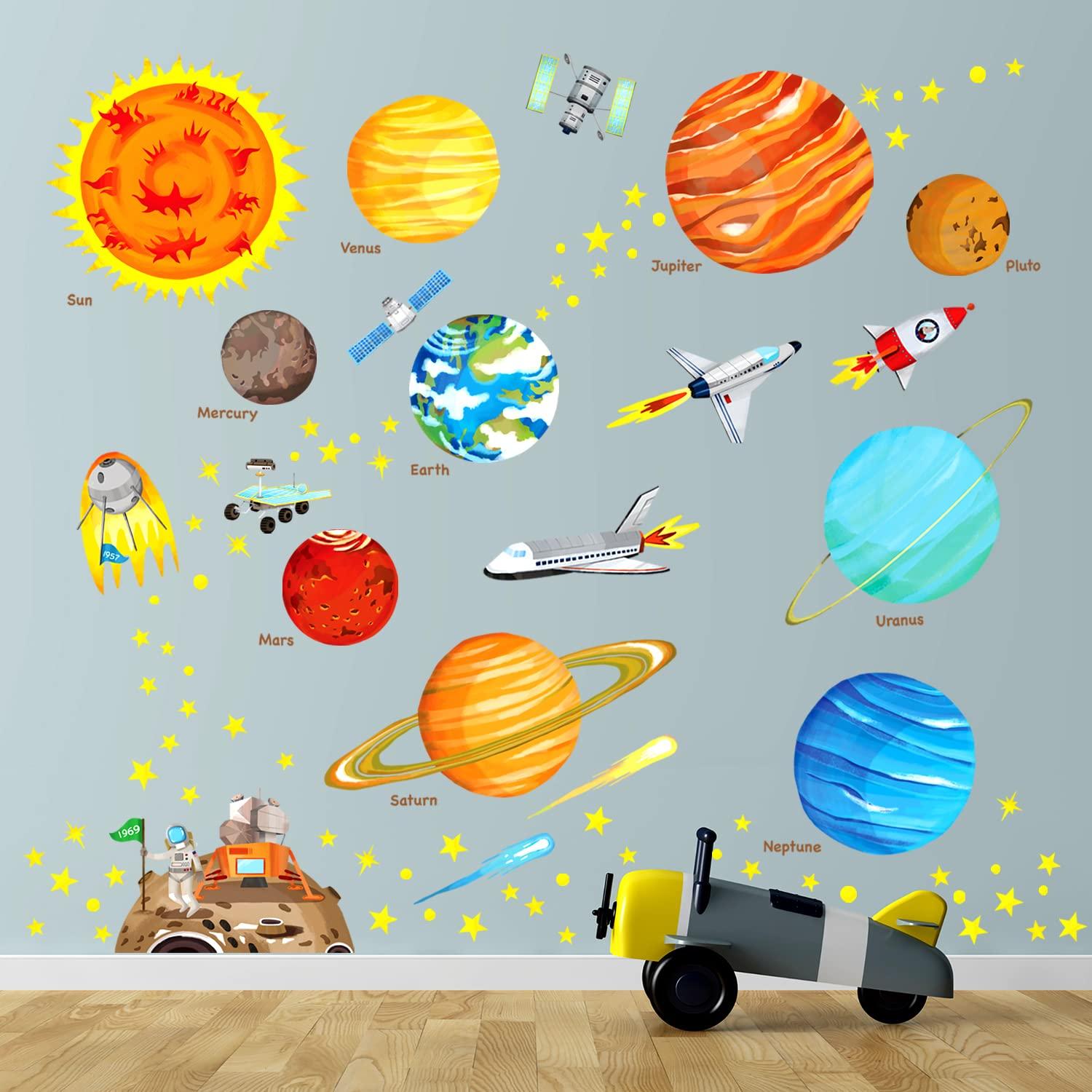 

DECOWALL Solar System Wall Decorative Wall Art Sticker for Kids Wall Transfer Wall Art Sticker for Bathroom Teen Kids Wallpaper DS9-1501S (Medium)
