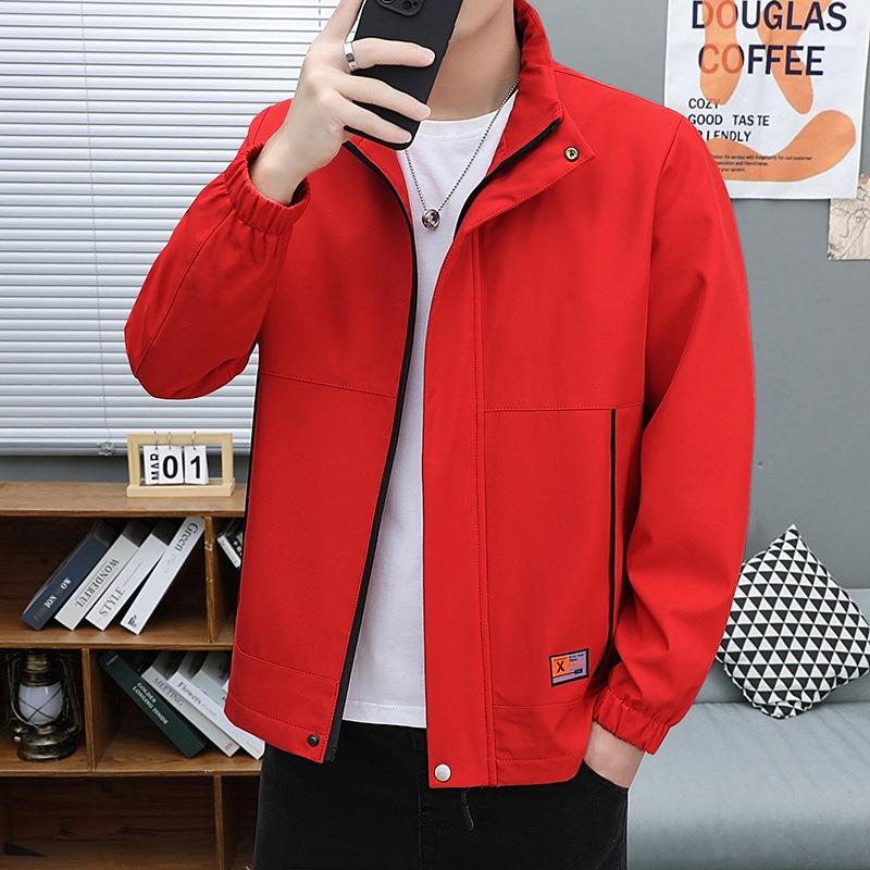 

Men s 2023 Spring/Autumn Korean Style Casual Stand Collar Jacket 2XL/70-80kg красный