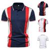 2021 Summer Color Block Striped Polo Shirt: European Size Men's Casual Short Sleeve T-Shirt