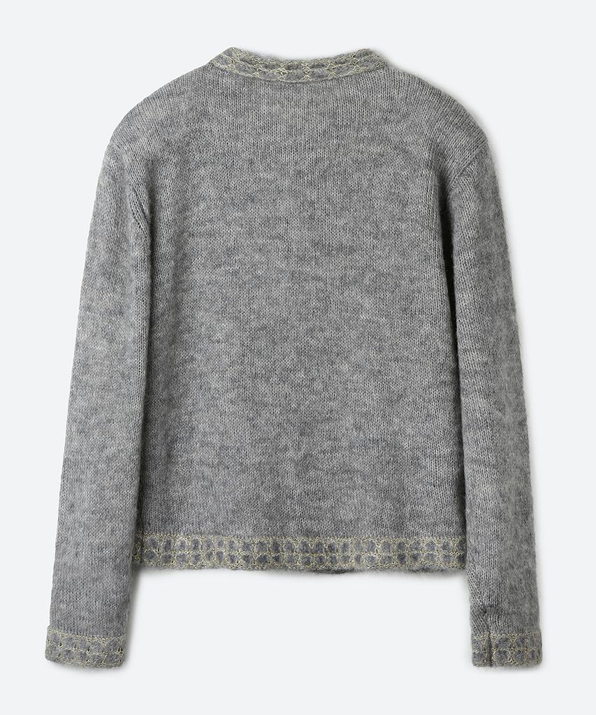 Moonsun Unisex, Mohair Tweed Cardigan Jacket / Melange Gray