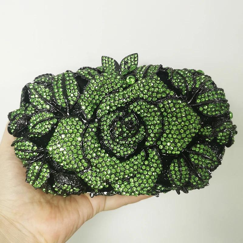 WHTUOHENG Blumenkristall Abendtaschen für Damen Diamant-Blumen-Metall-Party-Taschen Hochzeitsfeier Mädchen-Clutch Dinner-Handtaschen