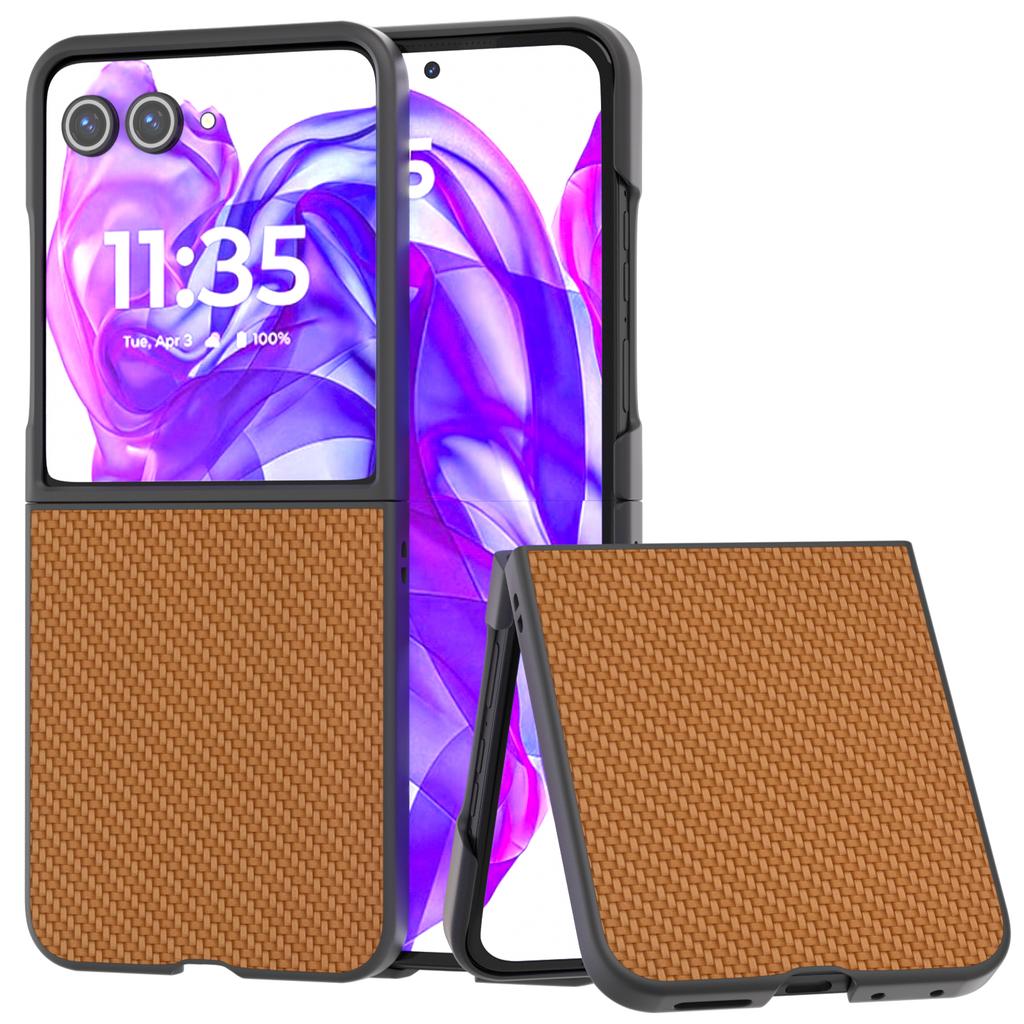 For Motorola Razr 50 Ultra 5G Phone Case Carbon Fiber Texture PU+PC Cover