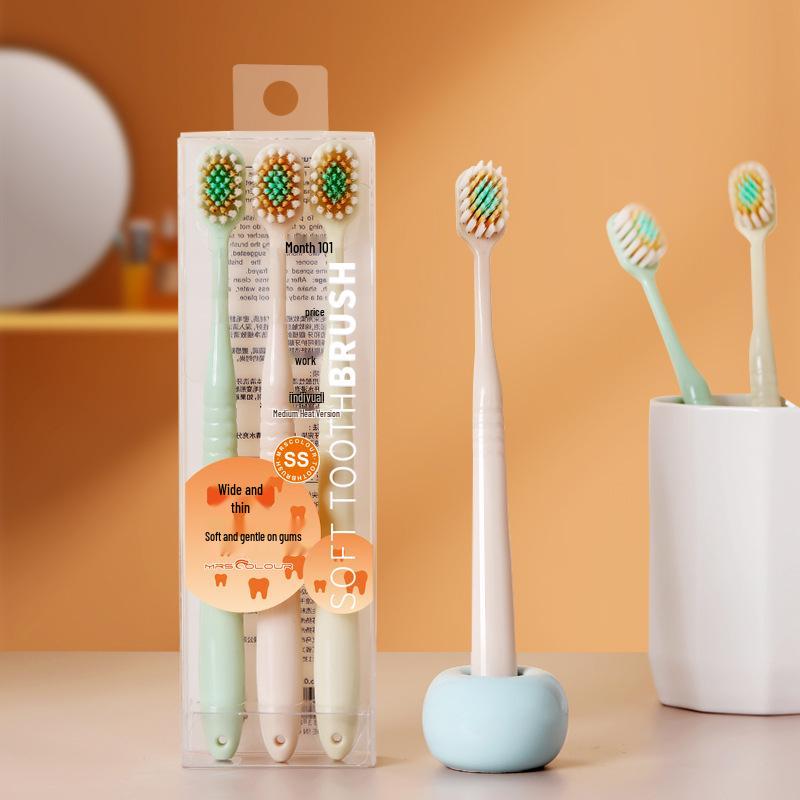Yamagata Mountain-Shaped Soft Bristle Adult Toothbrushes (3-Pack) – Wide Head Japanese Gum Care.