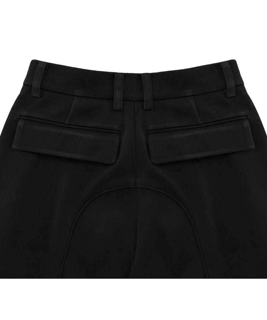 Teulimingbeodeu Suede Piping Classic Set-Up Pants [ Black ]