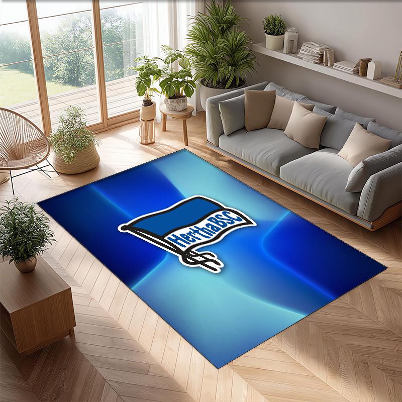 Hertha BSC FC Fußballmuster Weicher Teppich rutschfest für Innenbereiche Sport Dekor Matte für Schlafzimmer