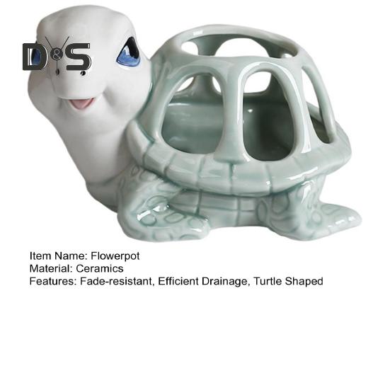 Pflanzgefäß für Sukkulenten in Schildkrötenform, Keramik-Blumentopf in Schildkrötenform, hohler Pflanztopf in Schildkrötenform mit Abflussloch für Kräuter, Sukkulenten und Kakteen