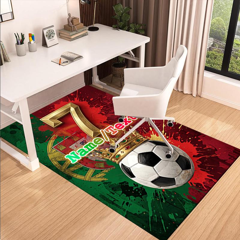 1PC Custom Name "Portuguese Soccer Legend" Theme Floor Mat Ideal for Living Room, Game Rooms, Office, Bedroom,Floor Mat Playful Design
