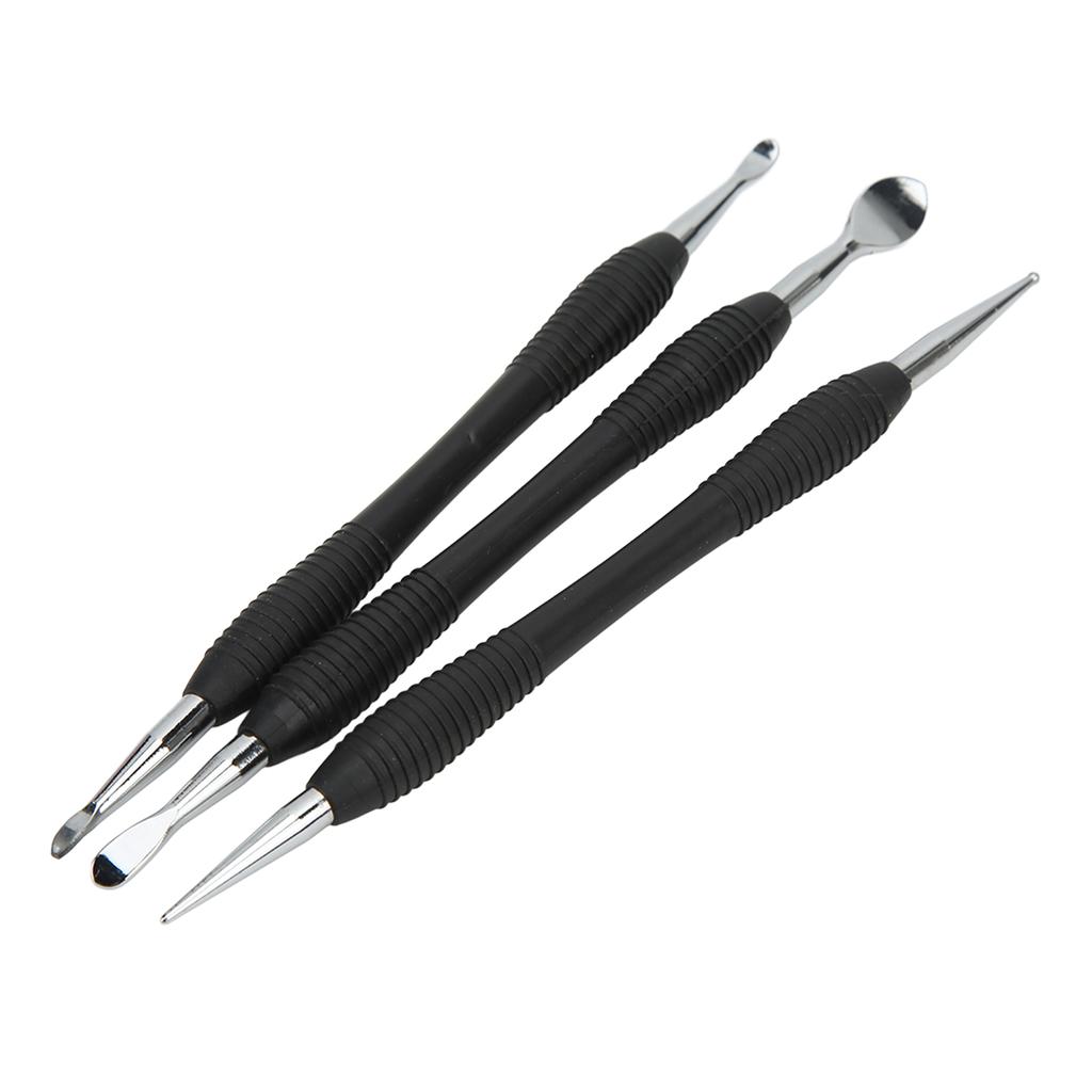 3Pcs Leather Craft Modeling Tools Different Sizes Shapes Strong Stainless Steel DIY Leather Press Rub Tool for Household