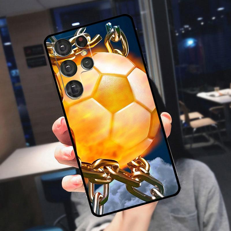 Feuer Fußball Fußball Ball Hülle Für Samsung Galaxy S25 S24 S21 S22 S23 Ultra S9 S10 Plus S24 FE S21 FE Handyhülle