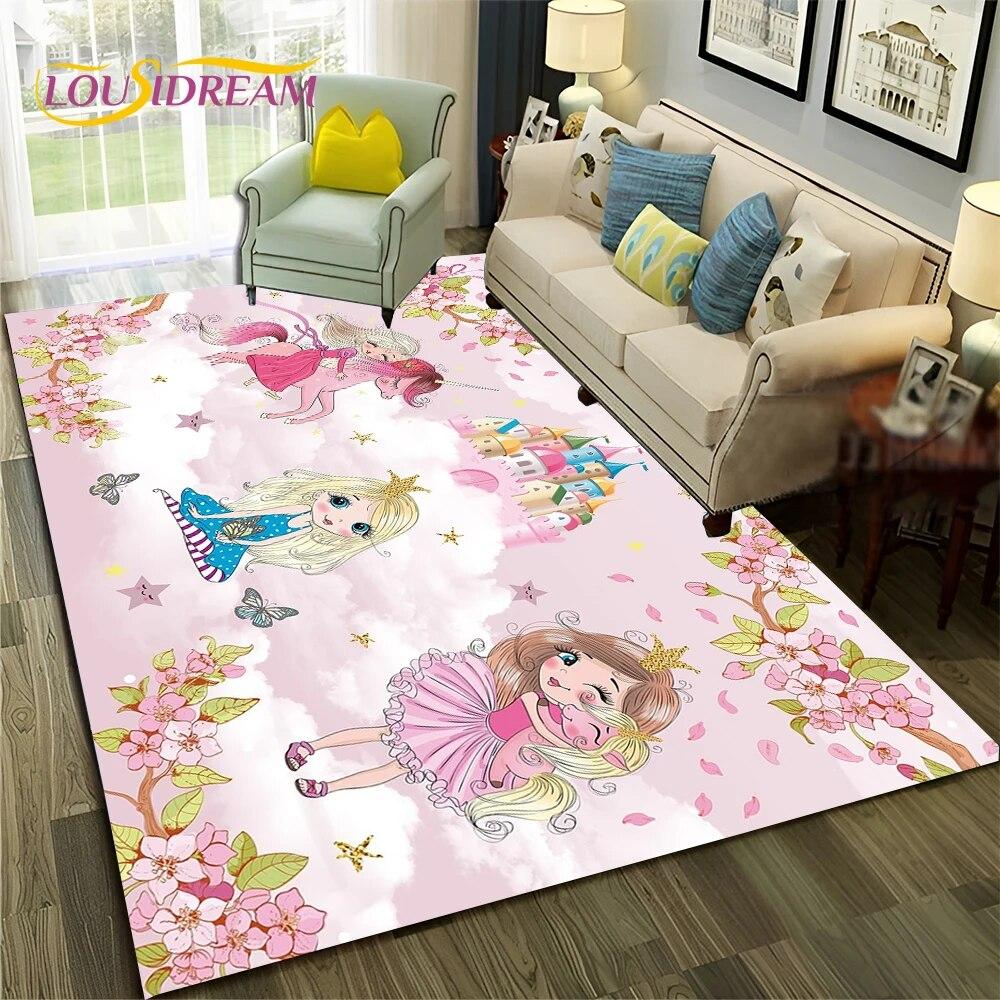 Cartoon Ballerina Fairy Cute Ballet Girl Carpet Rug for Home Living Room Bedroom Sofa Doormat Decor,Child Non-slip Floor Mat