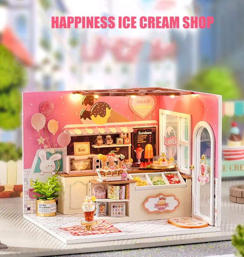 (t-FREAK) Dollhouse DIY Kit Set Miniature My Little Scene Series (H-023 ICE CREAM SHOP)