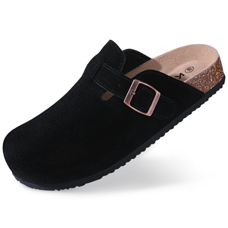 Fashion Smile Men New Cow Suede Clogs Soft Cork Footbed Men Mules Slippers Fashion Men House Sandals With Arch Support Men Beach Sandals