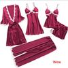 Women's Sexy Five-Piece Pajama Set - Summer Bridal Mid-Sleeve Robe, Plus Size Sleepwear Bathrobe