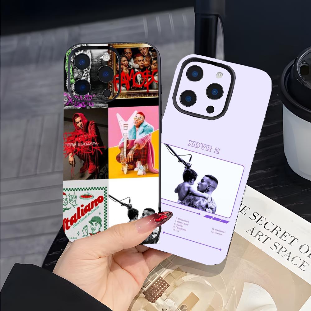 Singer S-Sfera Ebbasta Album Cover Phone Case Black Matte Thin Phone Case For iPhone17 16 15 14 13 ProMax