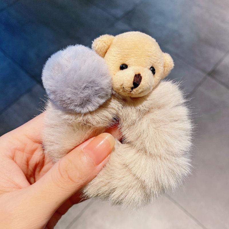 Cheapest Rabbit Ears Elastic Hair Bands Girls Women Fur Fluffy Hair Rings Imitation Rabbit Fur Plush Scrunchies Hair Accessories