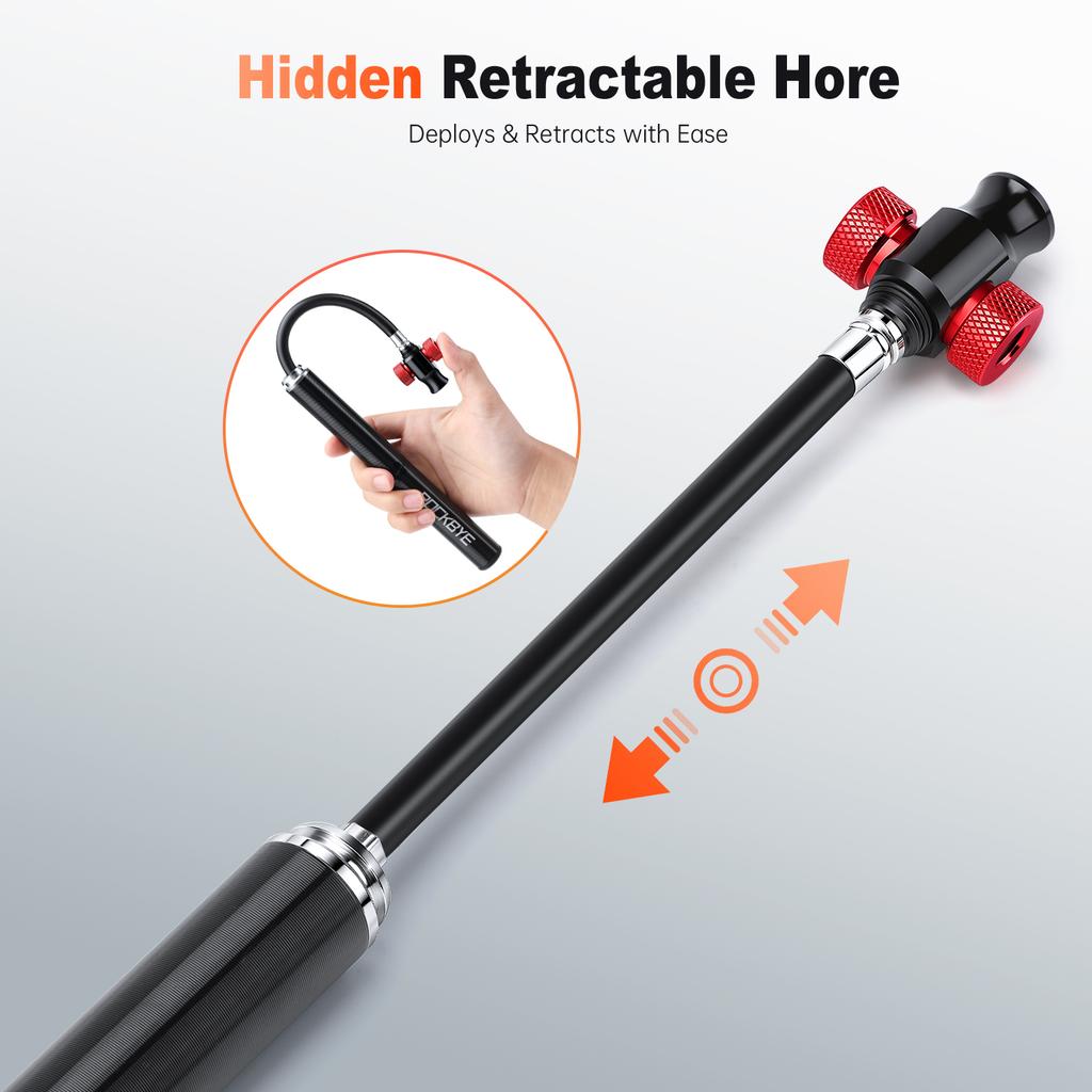 Dual Modes Bike Inflator Mini Bicycle Manual Hand Pump & Dual-Head Valve CO2 Cartridge Inflator 160PSI High Pressure Hidden Hose