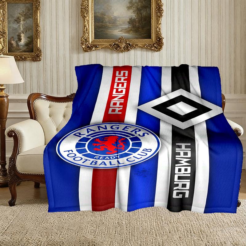 1pc Rangers FC Blanket, Home Printed Throw Blanket - Soft Blanket Gift for Family, Washable Sofa Bed Blanket