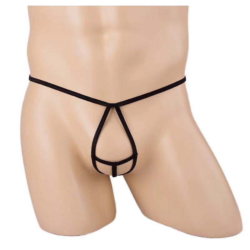 Men's T-Back Thongs Ball Lifter Enhancer Bulge Pouch Panties Sexy Underwear Briefs Exposed Cock Backless Underpants