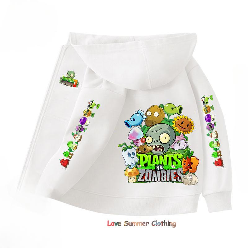Zombies Zip Up Hoodie Kawaii Kinder Streetwear Pflanzen Kinder Hoodie Zombies Reißverschluss Kinder Sweatshirt Kind Mädchen Junge Top Kapuzenpullover