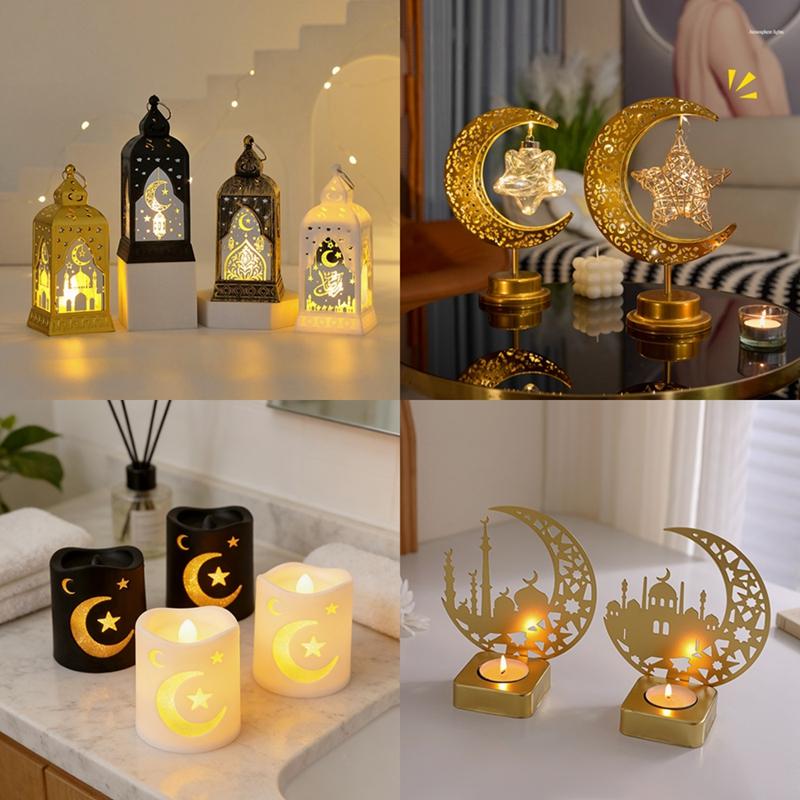 Muslim Ramadan Ornament Led Moon Star Lamp Light Eid Mubarak Islamic Muslim Festival Dinner Table Party Home Decoration