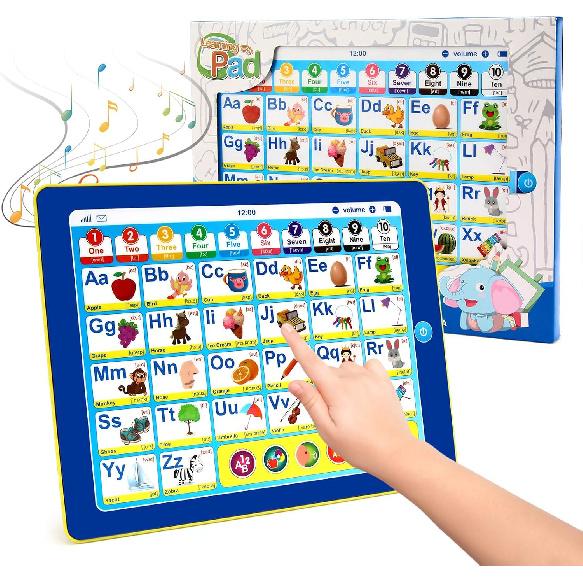 6-in-1 Kids Tablet with ABC/Words/Numbers/Color/Games/Music - Interactive Educational Electronic Toys Makes Learning Fun, Toddler Learning Toys Gifts