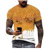 Summer Round Neck Honey Bee 3D Print Top Fashionable Casual Short Sleeved Men's T-shirts