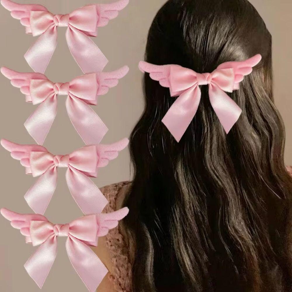 Spicy Girl Angel Wing Hair Clip Creative Hair Barrettes Sweet Cool Satin Bow Hairpin Daily