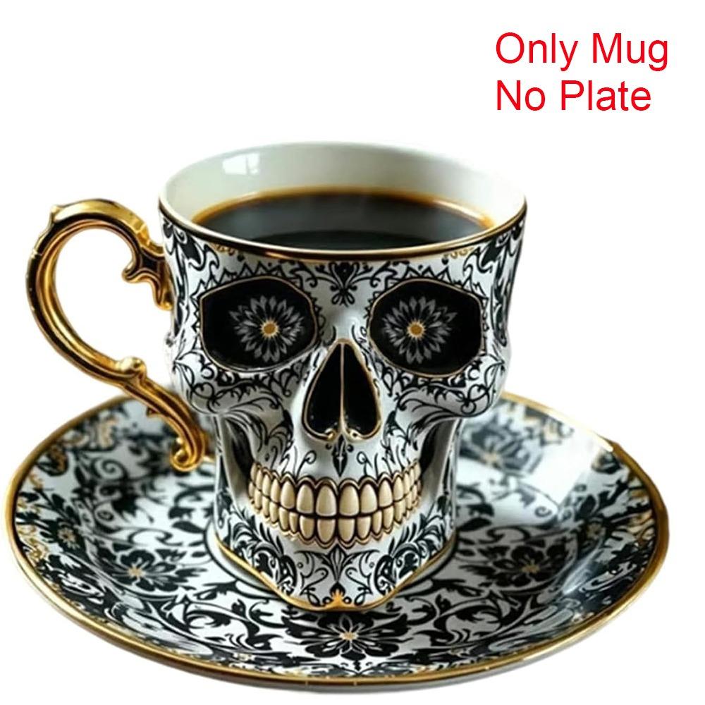 

Resin Skull Coffee Mug Gothic Tea Cup Set Stylish Skull Crusher Coffee Collectors Style B