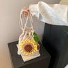 Handmade Crochet Sunflower Phone Crossbody Bag For Women, Cute Knitted Lightweight Cell Phone Purse Drawstring Pouch For Daily Commute