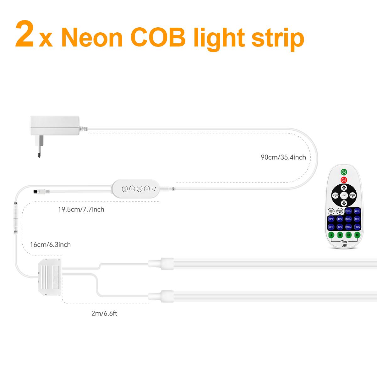 

RF Remoter Controller Dimmable Neon LED Cabinet Lights COB Strip Kitchen Shelf Pantry Showcase Bedroom Closet Backlight Lamp 24V Warm White&US Power Plug&1M Set