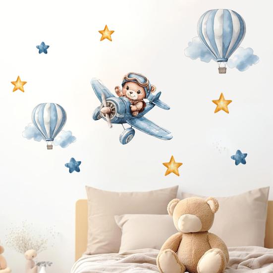 Cartoon Wall Stickers Cute Animals Wall Decal Elephant Bear Cat PVC Mural Art for Baby Nursery Kids Bedroom Playroom Classroom Wall