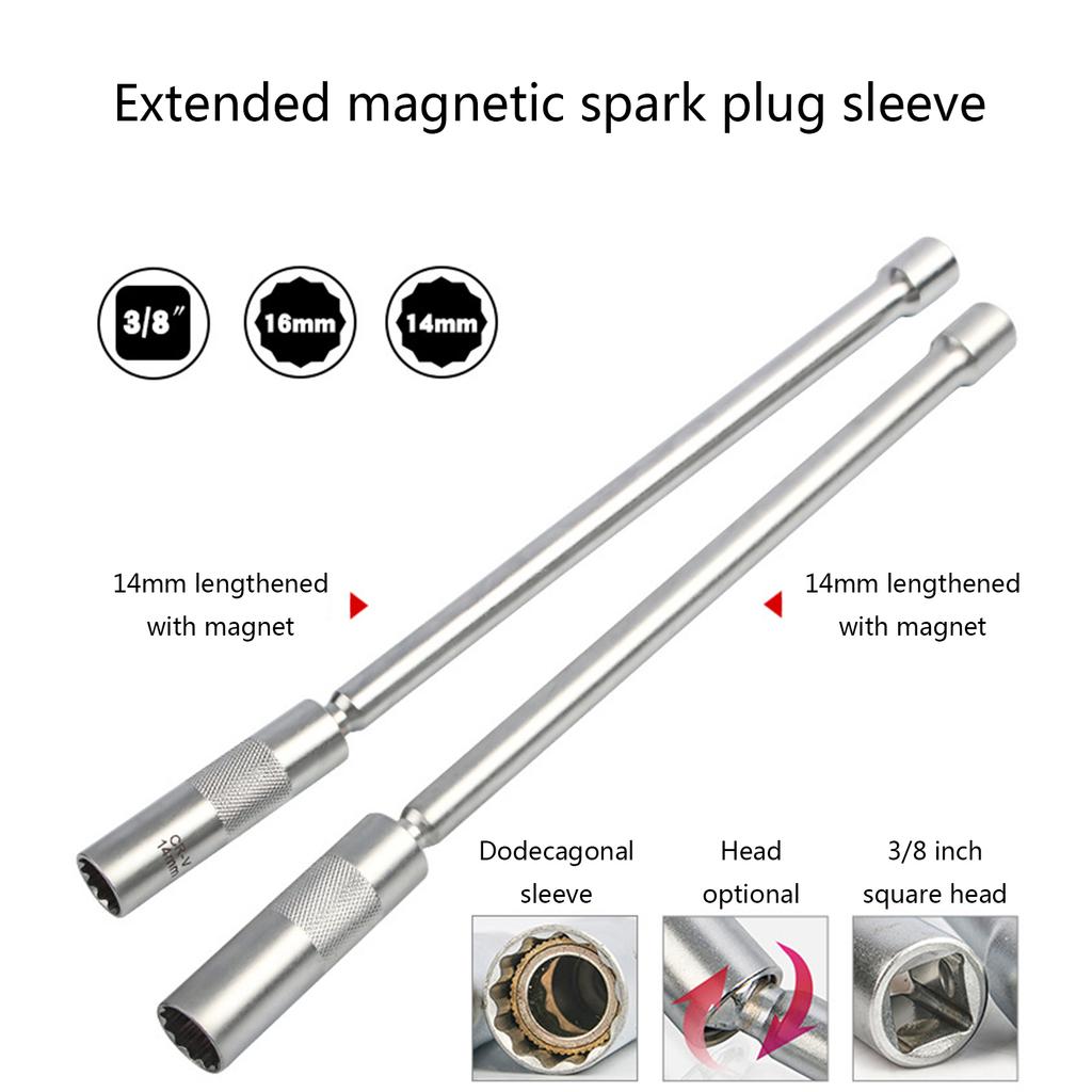 14/16mm Magnetic for Spark Plug Universal Extension Socket Set 3/8-Inch Drive 12-Point for Spark Plug Socket Removal Too