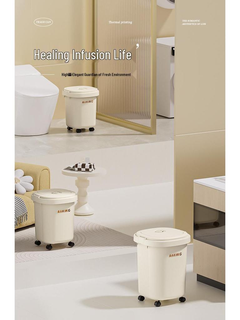 Wheeled Large Capacity Trash Bin for Kitchen, Bathroom, Office